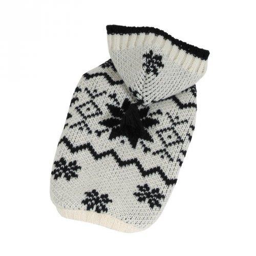 Svetr Norsko s kapucí - bílá/černá