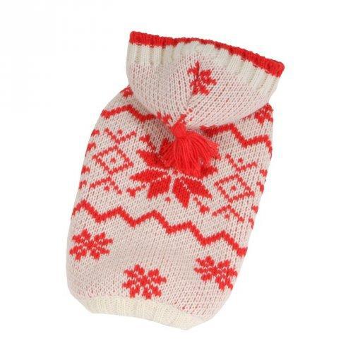 Svetr Norsko s kapucí - bílá/červená