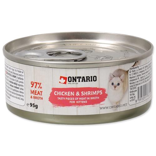 ONTARIO konzerva Junior Chicken Pieces + Shrimp 95 g