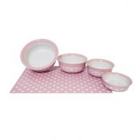 Miska s puntíky - růžovo-bílá 21 cm