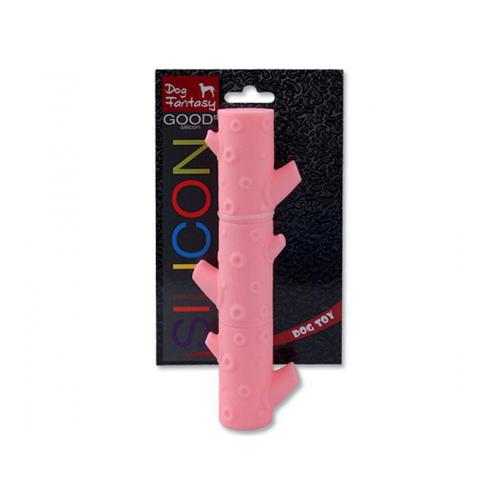 Hračka DOG FANTASY silikonová větev růžová