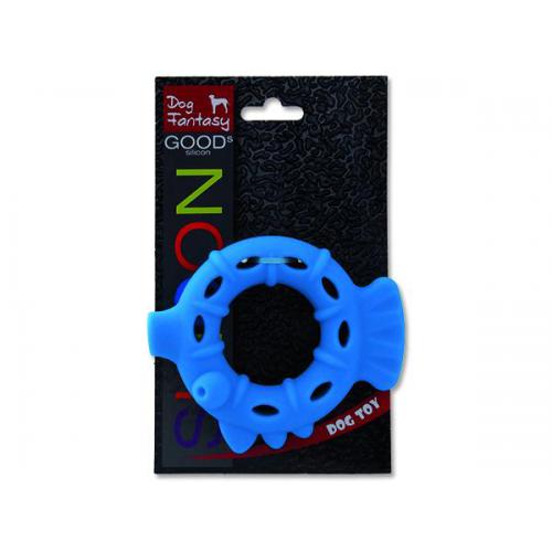 Hračka DOG FANTASY silikonový kroužek světle modrý