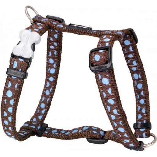 Red Dingo postroj malý se vzorem - Blue Spots on Brown