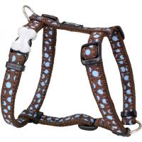 Red Dingo postroj střední se vzorem - Blue Spots on Brown