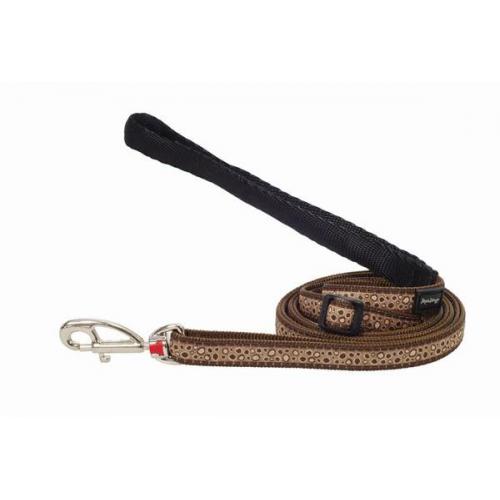 Red Dingo vodítko střední 20 mm x 1,8 m se vzorem - Bed Rock Brown