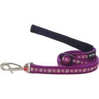 Red Dingo vodítko střední 20 mm x 1,8 m se vzorem - Daisy Chain Purple