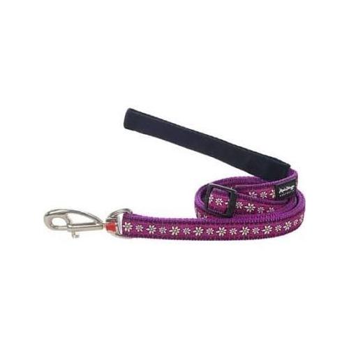 Red Dingo vodítko střední 20 mm x 1,8 m se vzorem - Daisy Chain Purple