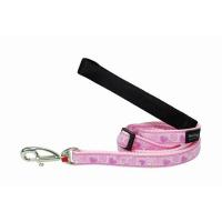 Red Dingo vodítko střední 20 mm x 1,8 m se vzorem - Breezy Love Pink