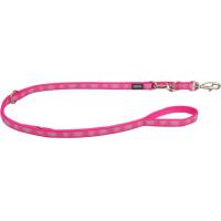 Red Dingo vodítko střední přepínací 2 m se vzorem - Paw Impressions Hot Pink
