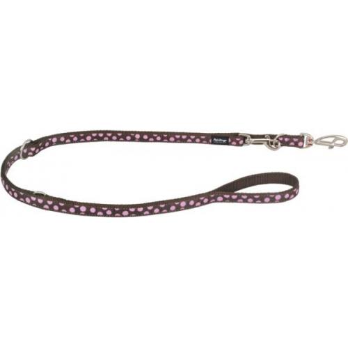 Red Dingo vodítko střední přepínací 2 m se vzorem - Pink Spots on Brown