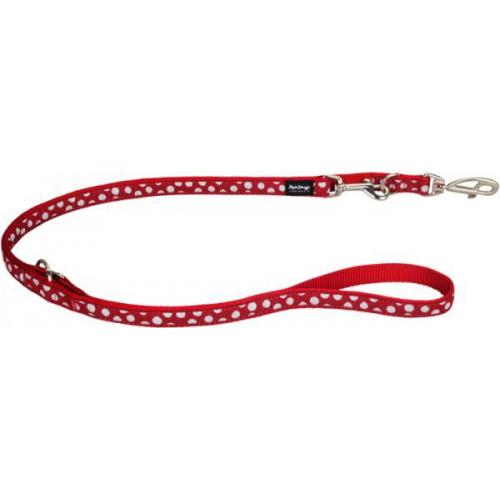 Red Dingo vodítko střední přepínací 2 m se vzorem - White Spots on Red
