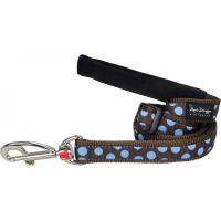 Red Dingo vodítko velké 1,8 m se vzorem - Blue Spots on Brown
