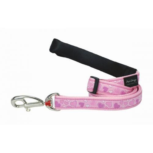 Red Dingo vodítko velké 1,8 m se vzorem - Breezy Love Pink