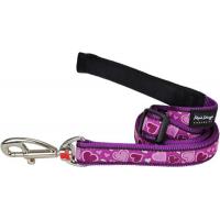 Red Dingo vodítko velké 1,8 m se vzorem - Breezy Love Purple
