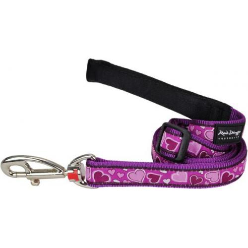 Red Dingo vodítko velké 1,8 m se vzorem - Breezy Love Purple