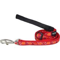 Red Dingo vodítko velké 25 mm x 1,8 m se vzorem - Breezy Love Red