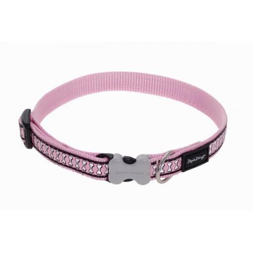 Red Dingo obojek reflexní 20 - 32 cm, šířka 12 mm - růžový