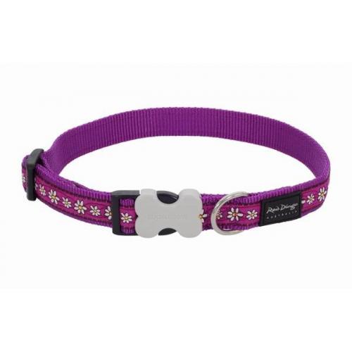 Red Dingo obojek se vzorem 41 - 63 cm - Daisy Chain Purple