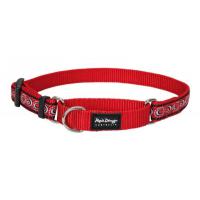 Red Dingo obojek polostahovací se vzorem 30 - 44 cm - Cosmos Red