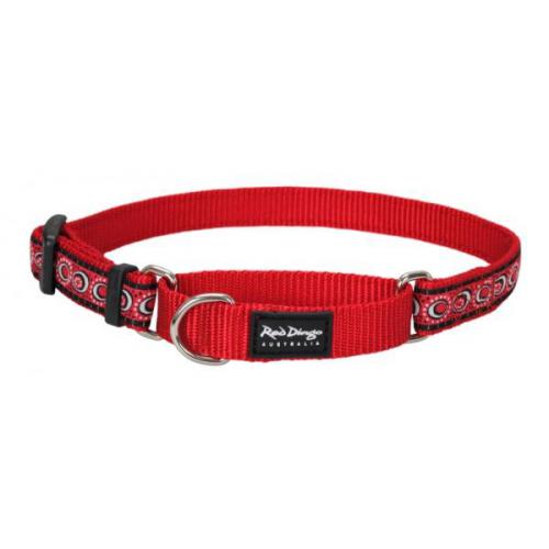 Red Dingo obojek polostahovací se vzorem 30 - 44 cm - Cosmos Red