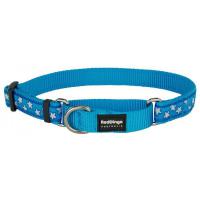 Red Dingo obojek polostahovací se vzorem 33 - 50 cm - Stars White on Turquoise