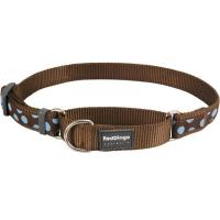 Red Dingo obojek polostahovací se vzorem 41 - 62 cm - Blue Spots on Brown