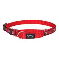 Red Dingo obojek polostahovací se vzorem 41 - 62 cm - Pawprints Red