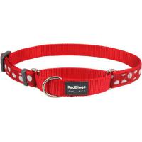 Red Dingo obojek polostahovací se vzorem 41 - 62 cm - White Spots on Red