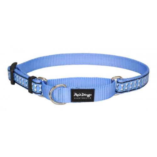 Red Dingo obojek polostahovací reflexní 30 - 44 cm - středně modrý
