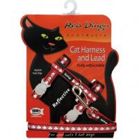 Red Dingo Postroj pro kočky s vodítkem reflexní – červený