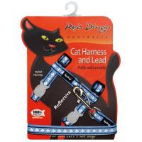Red Dingo Postroj pro kočky s vodítkem reflexní  – středně modrý