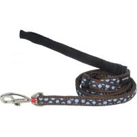 Red Dingo vodítko malé se vzorem - Blue Spots on Brown 12 mm x 1,8 m