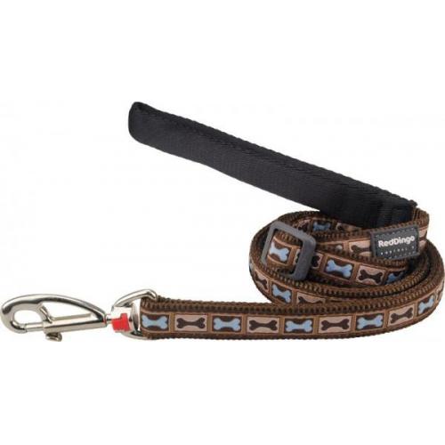 Red Dingo vodítko malé se vzorem - Bone Yard Brown 12 mm x 1,8 m