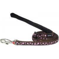 Red Dingo vodítko malé se vzorem - Pink Spots on Brown