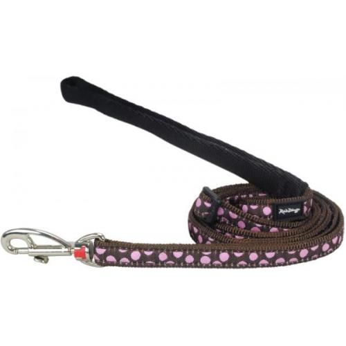 Red Dingo vodítko malé se vzorem - Pink Spots on Brown