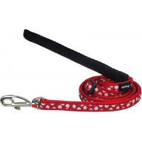 Red Dingo vodítko malé se vzorem - White Spots on Red