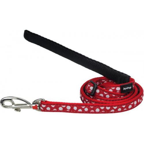Red Dingo vodítko malé se vzorem - White Spots on Red