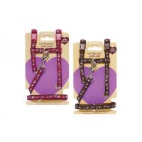 Postroj pro kočky - malý - hnědá/červená