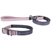 Rosewood obojek kůže růžová/šedá