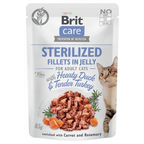 Brit Care Cat Fillets in Jelly Steril Duck&Turkey 85g