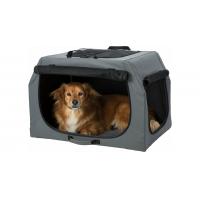 TRIXIE Skládací cestovní box EASY, S-M: 71 x 49 x 51cm, šedý