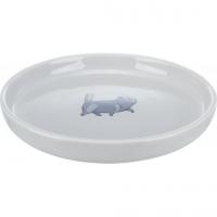 Keramická miska pro kočky, nízká a široká, 0.6 l šedá