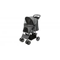 Kočárek pro psy BUGGY, rychlosklápěcí, 47 x 100 x 80cm, nosnost do 15 kg, šedá