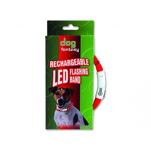 Obojek DOG FANTASY světelný červený 45 cm