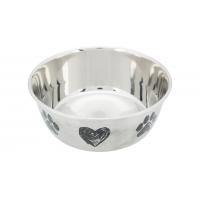 Trixie Nerezová miska,tlapky/srdce, protiskluzové dno, 1.0 l/15 cm