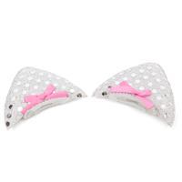 Puppy Angel sponky Glamour Puss Kitty Ears Hair Pin - stříbrný