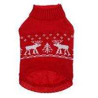Puppy Angel psí svetr Northern Reindeers - červený