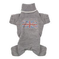 Puppy Angel psí svetr Union Jack Turtleneck - šedý