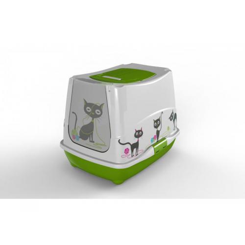 Trendy CAT FUN siluet kryté WC toaleta pro kočky - Kiwigreen