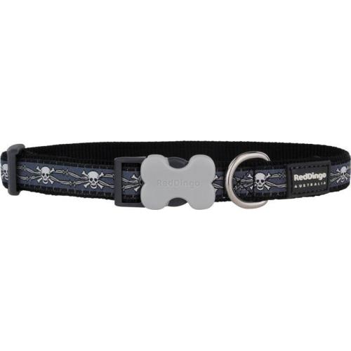 Red Dingo obojek se vzorem 20 - 32 cm, šířka 12 mm - Skull & Wire Black
